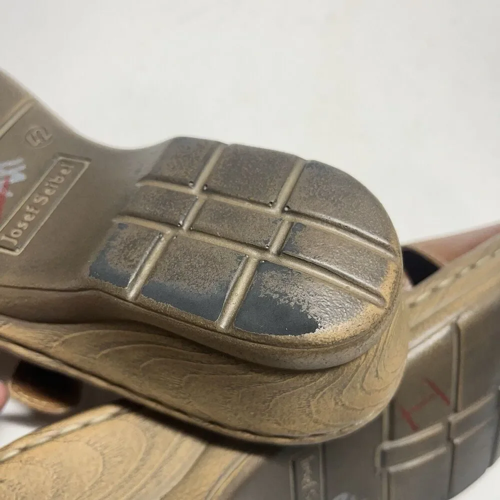 Josef Seibel Womens Catalonia 25 Dolomite Sandals Size 42 Leather Camel Slide